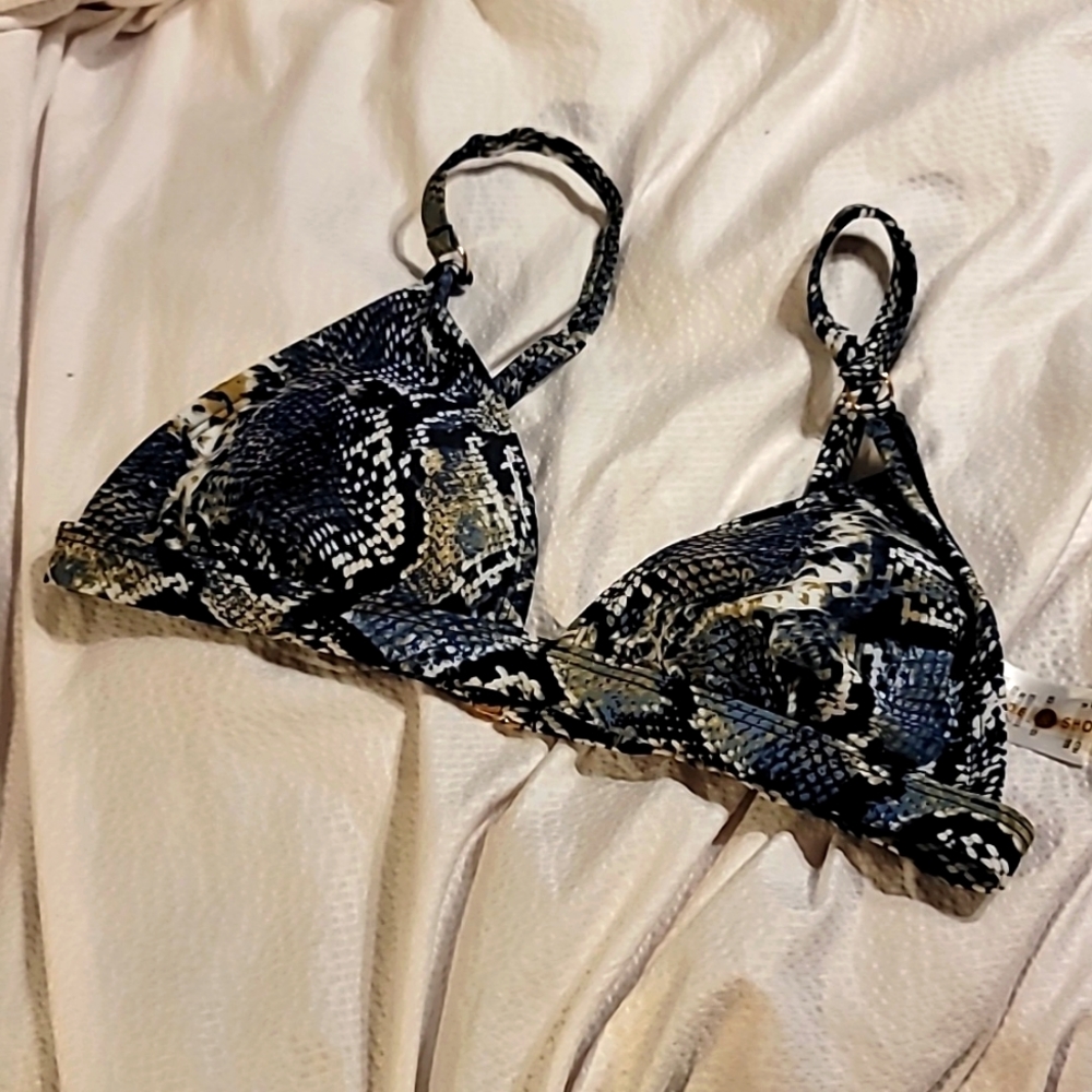 NWOT Exotic print bikini bra top removable pads adjustable straps size small